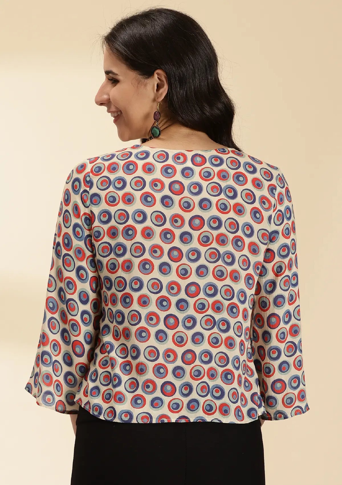 Best Oia Printed Flared Sleeve top for women by IshqME