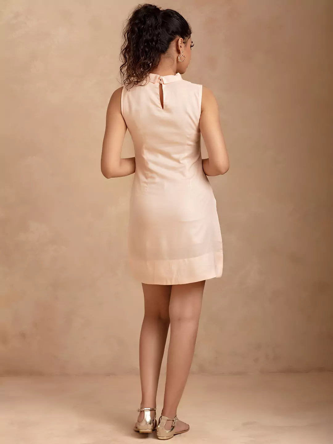 Best Stardust Peach Rayon Dress for women by IshqME