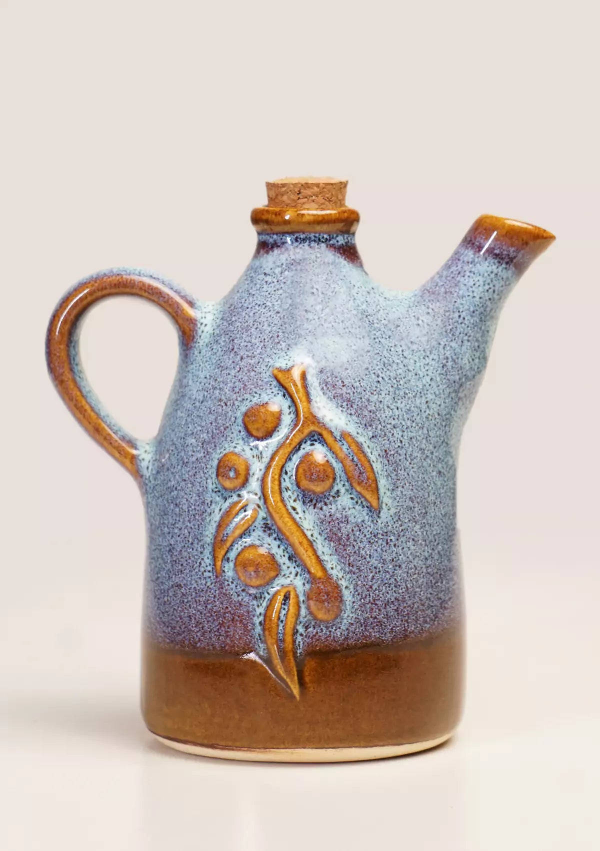 Blue Brown ceramic oil dispenser for kitchen