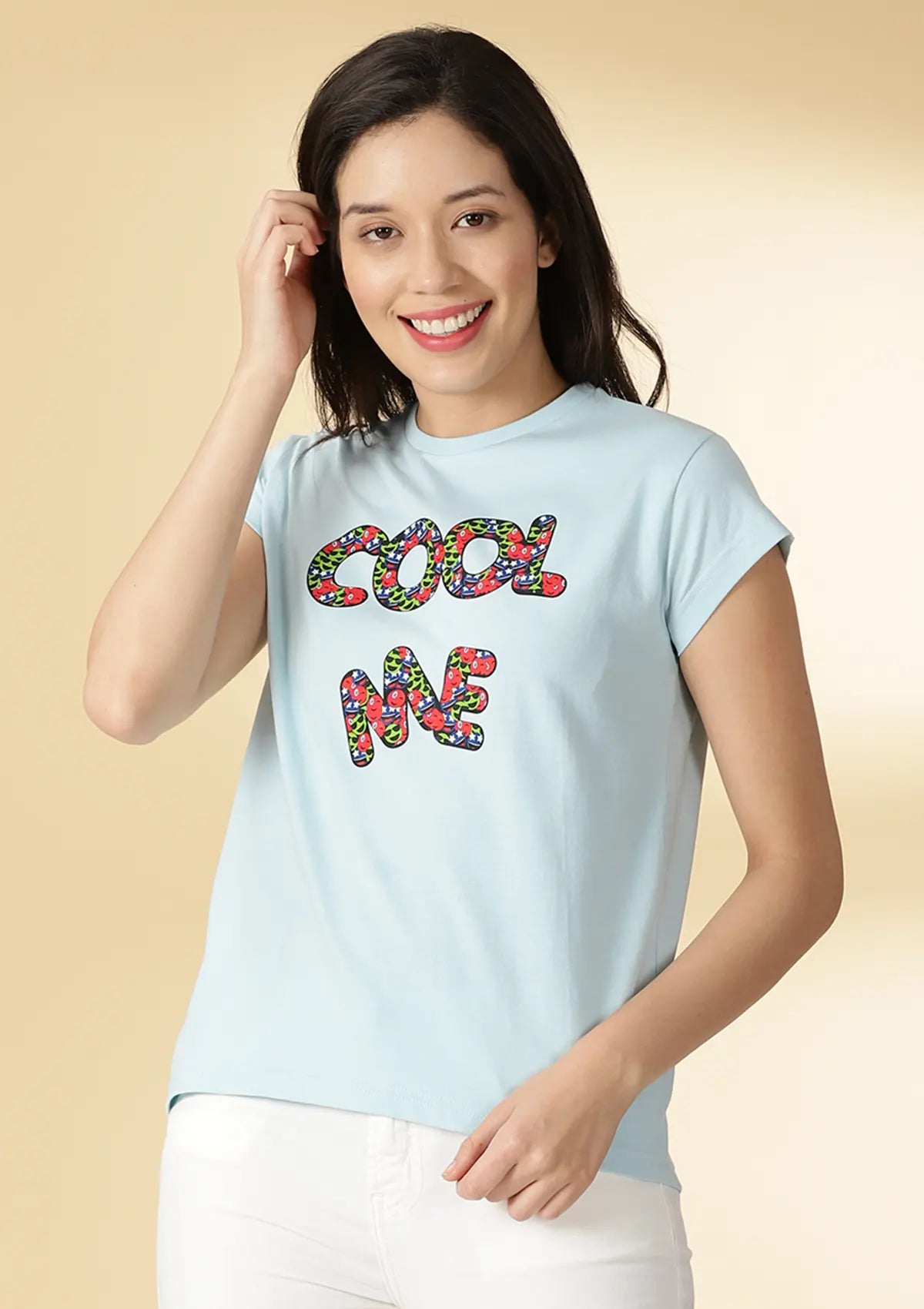 Buy Graphic Print Light Blue t-shirt online at IshqME