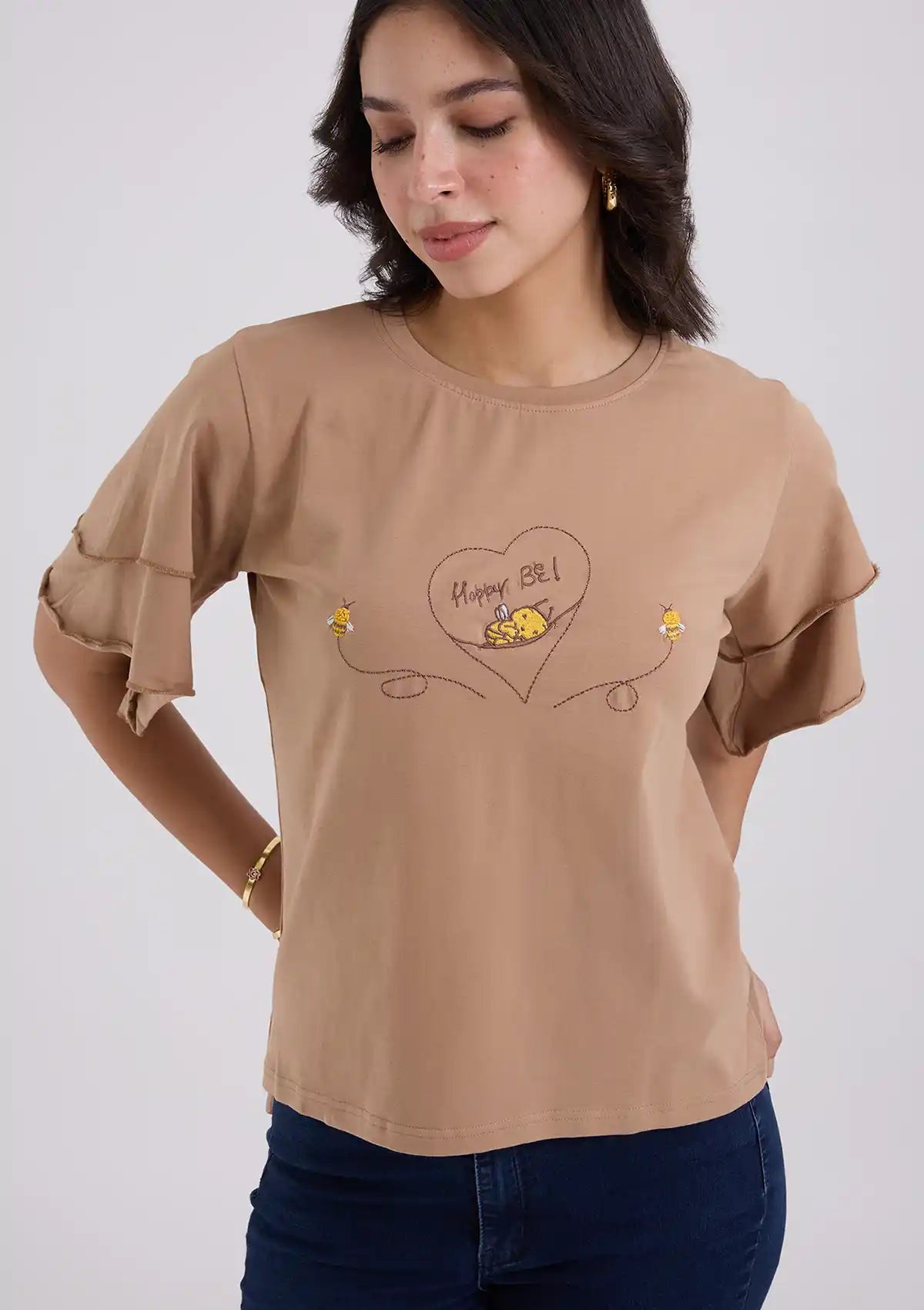 Buy Happy Be t-shirt for women at IshqME
