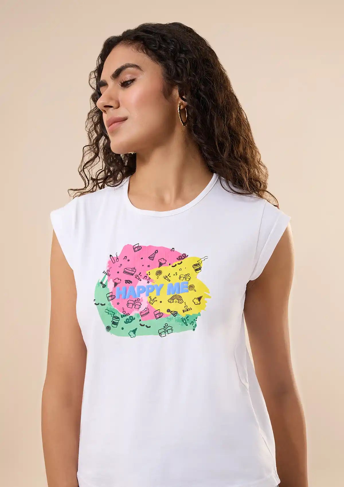Buy Premium Cotton Happy Me t-shirt online at IshqME