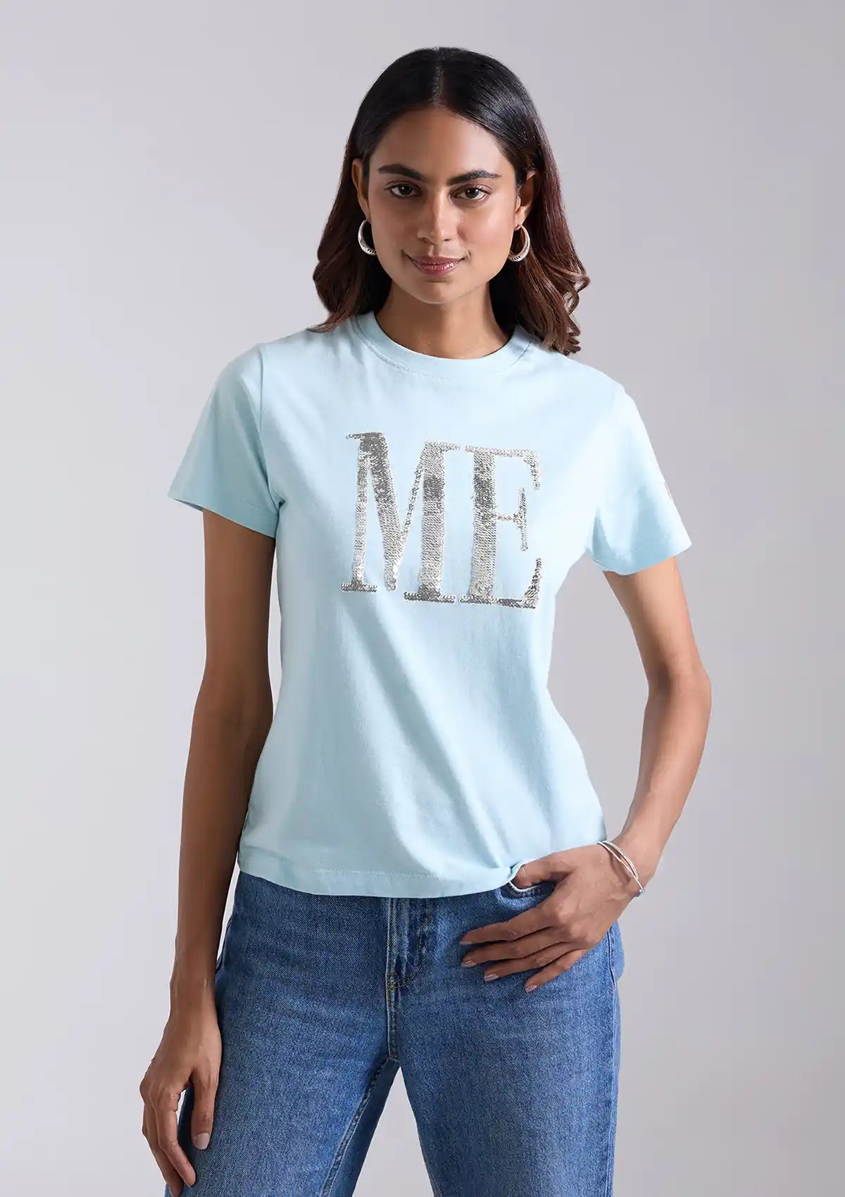 Buy Reversible Sequin (Blue) t-shirt online at IshqME