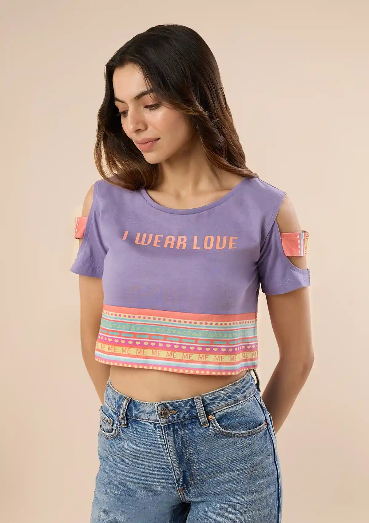 Buy Slashed Sleeve (Purple) crop top for women at IshqME