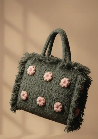 Olive Crochet Mini Handheld Bag