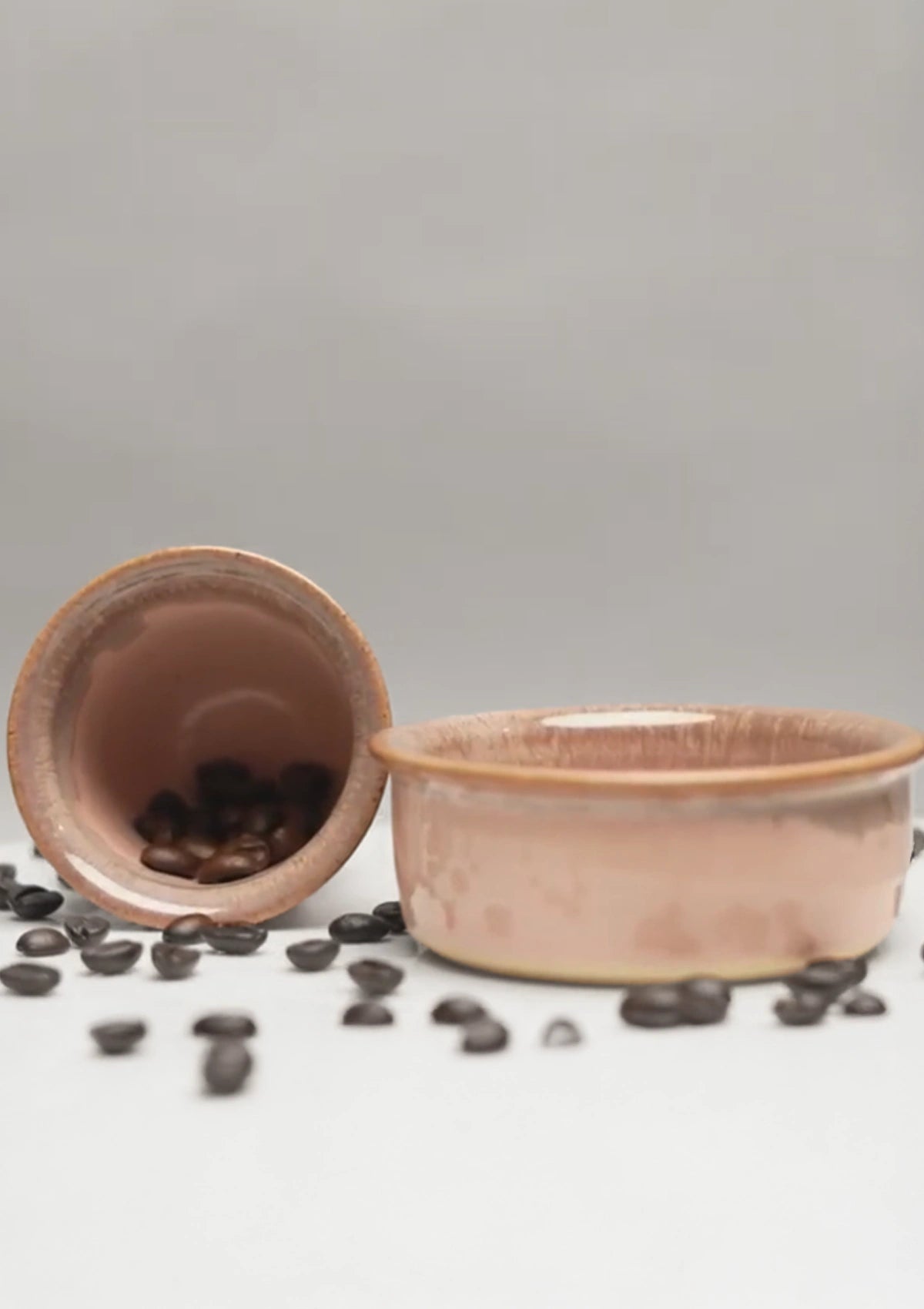 Pink & grey coffee serving set for two