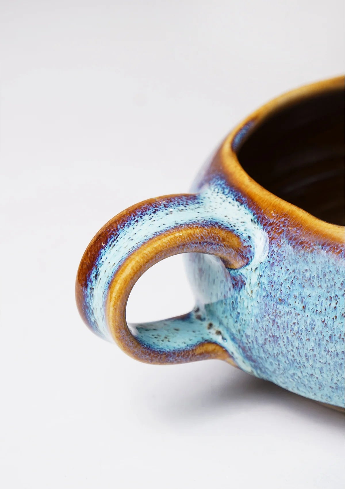 Soup Bowl with handle - Blue Brown Online
