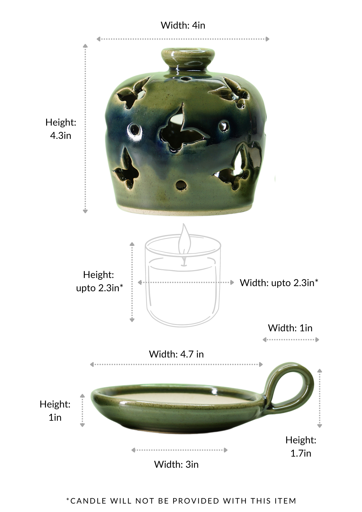 Ceramic dining accessory - Pine Green Candle Holder