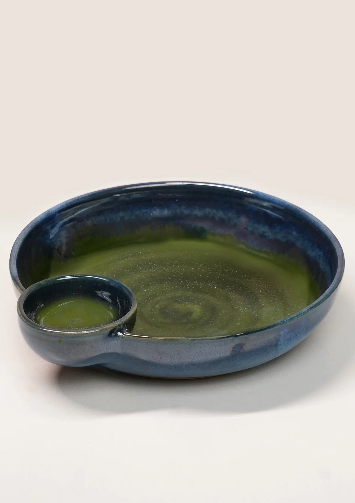 Small ceramic snack serving bowl in Green Blue