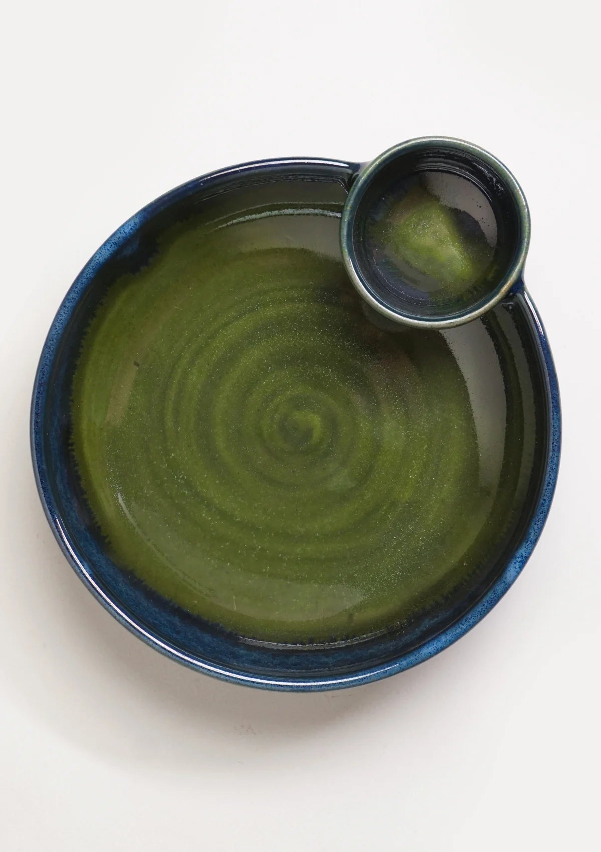 Ceramic dip and snack bowl in Green Blue