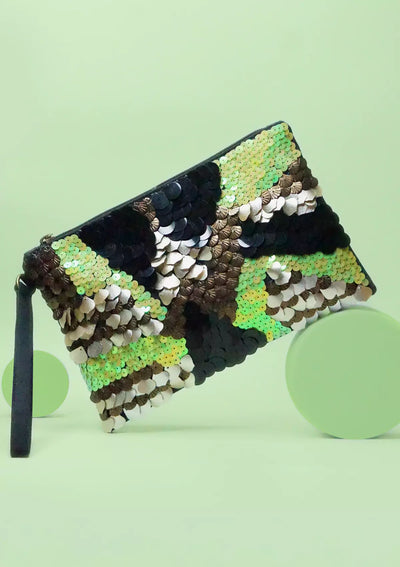 Neon Glam Sequinned Clutch