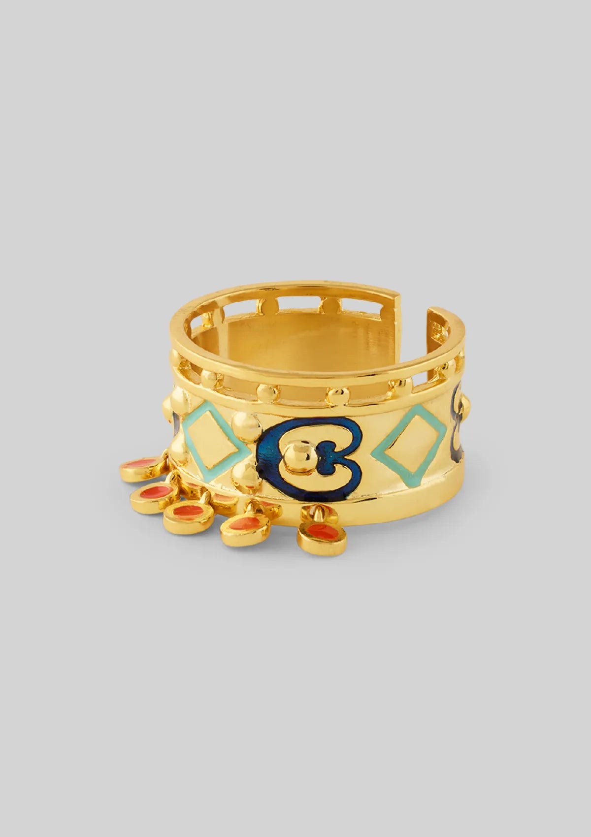 Gold plated boxy enamel jewellery bracelet for women