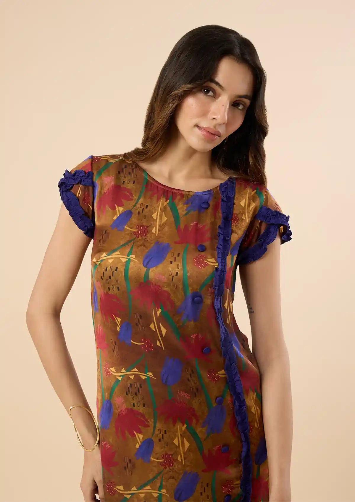 Cora Gold Floral Petal Dress for women by IshqME