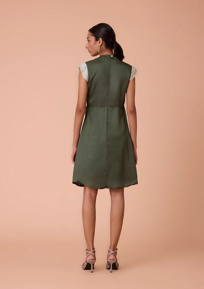 Isis Cut Panel On Neck and Waist Knee-Length Dress