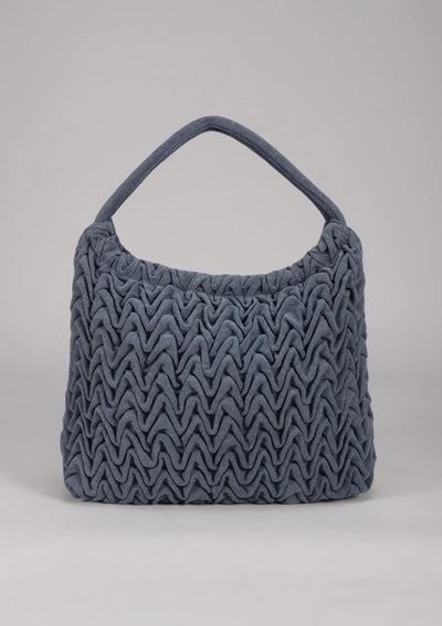 Denim Smocked Tote Bag