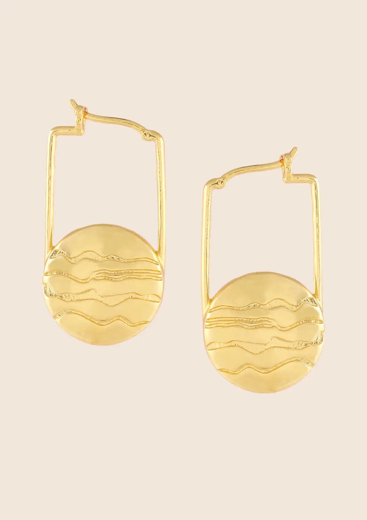 Designer etched marble hoop earrings for women