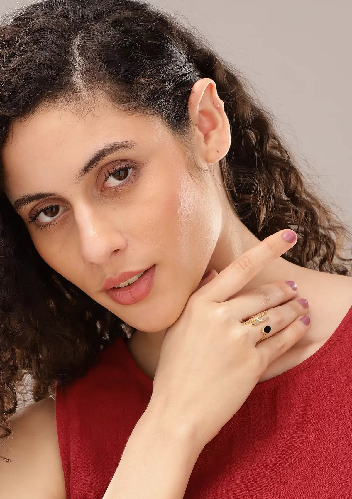Designer gold plated long wrap ring for women