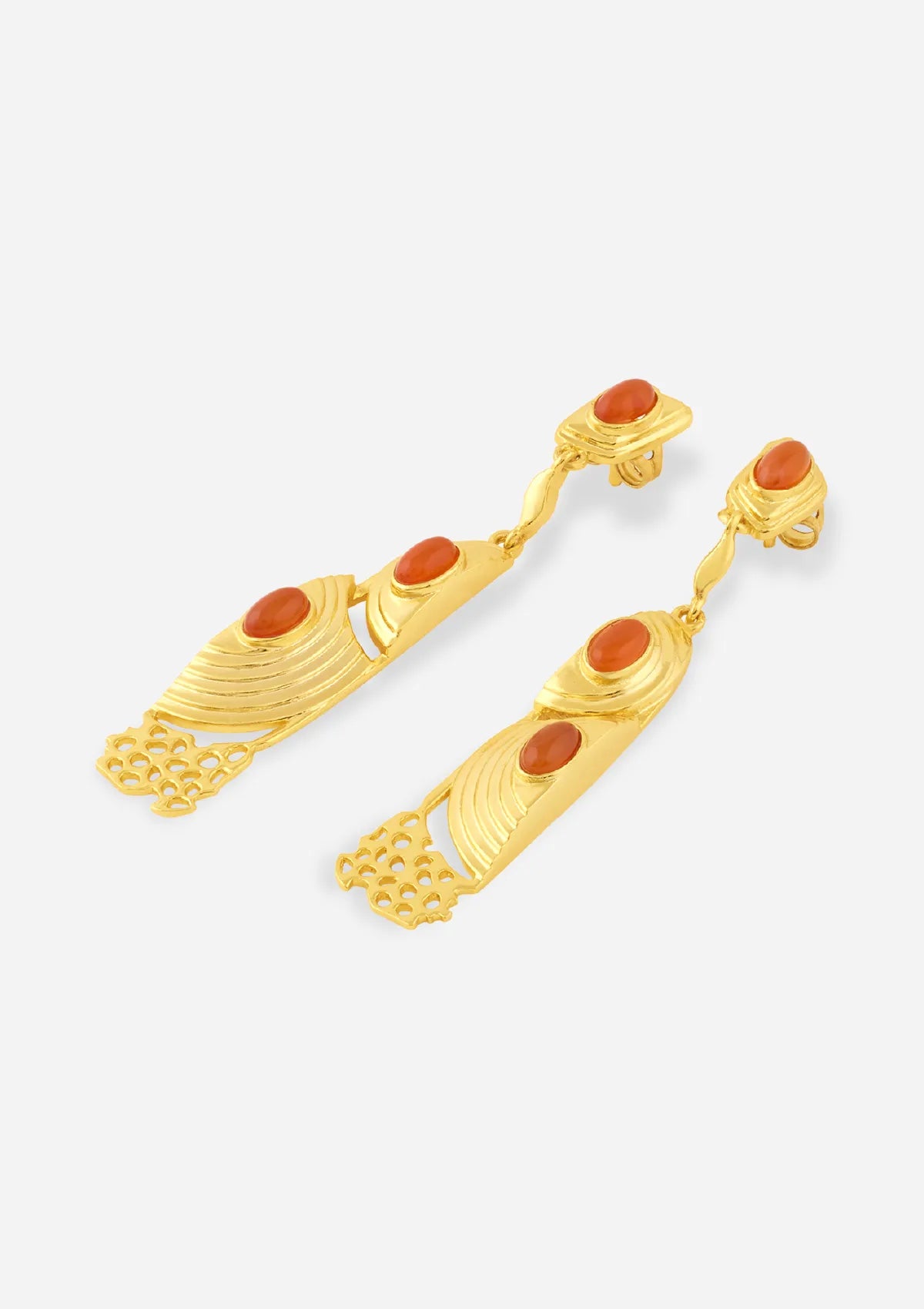 Designer orange sapphire earrings for women