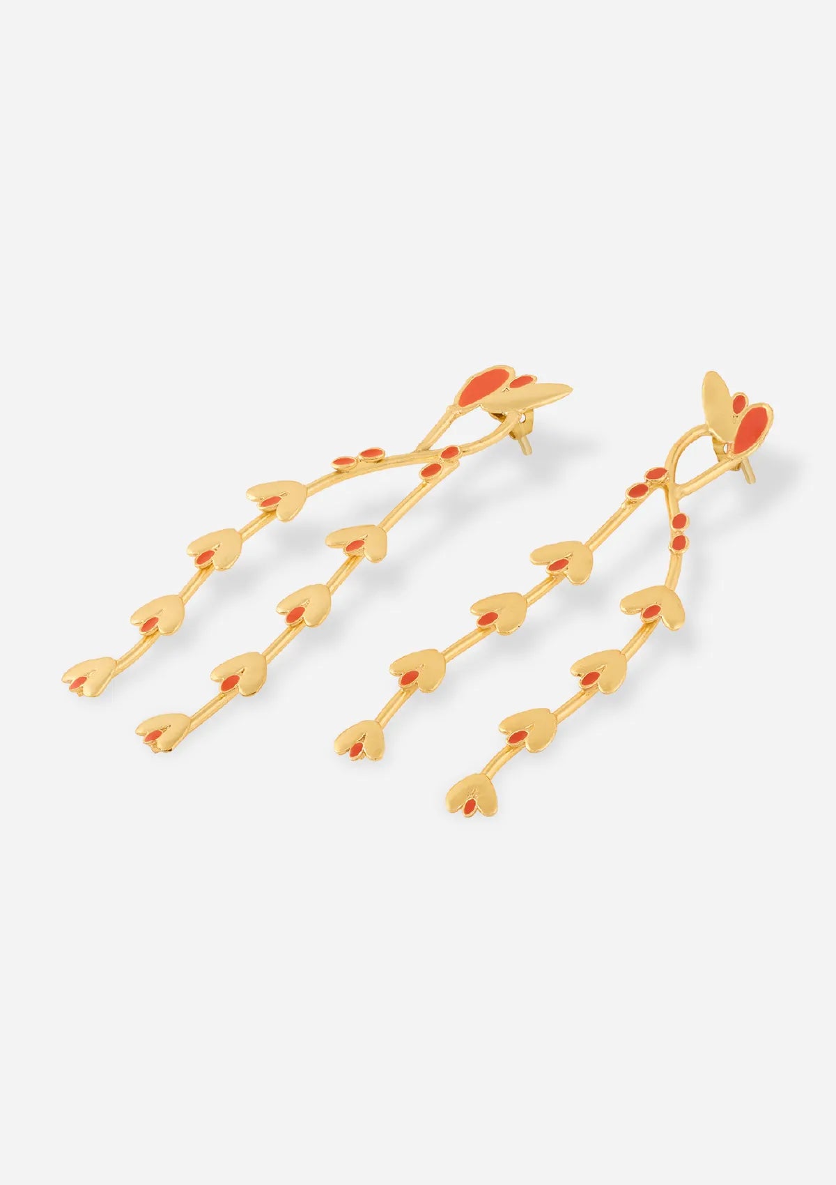 Designer red enamel drop earrings for women
