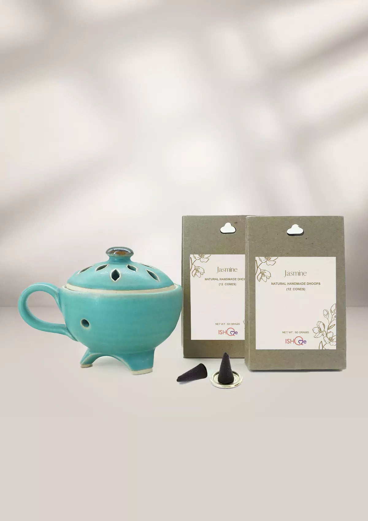 Dhoop cone stand with incense cones - Turquoise Sea
