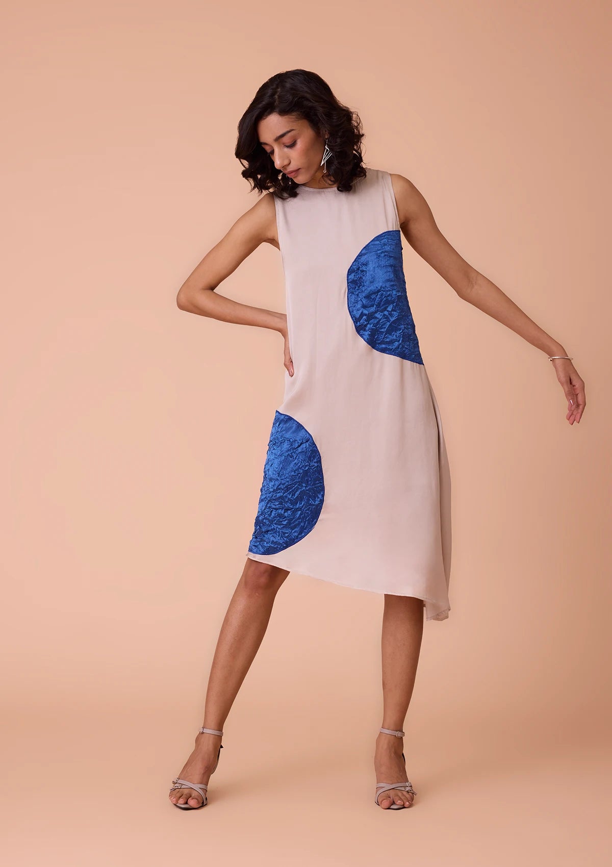 Inanna Asymmetrical Hem - Textured Applique Dress For Women