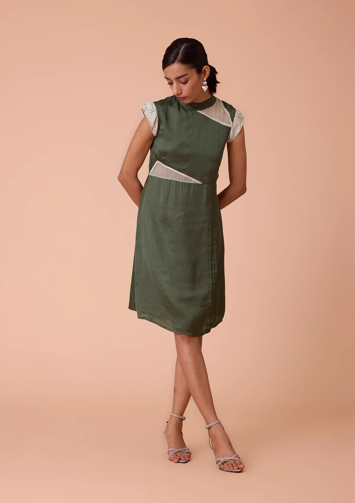 Isis Cut Panel On Neck and Waist Knee-Length Dress Price