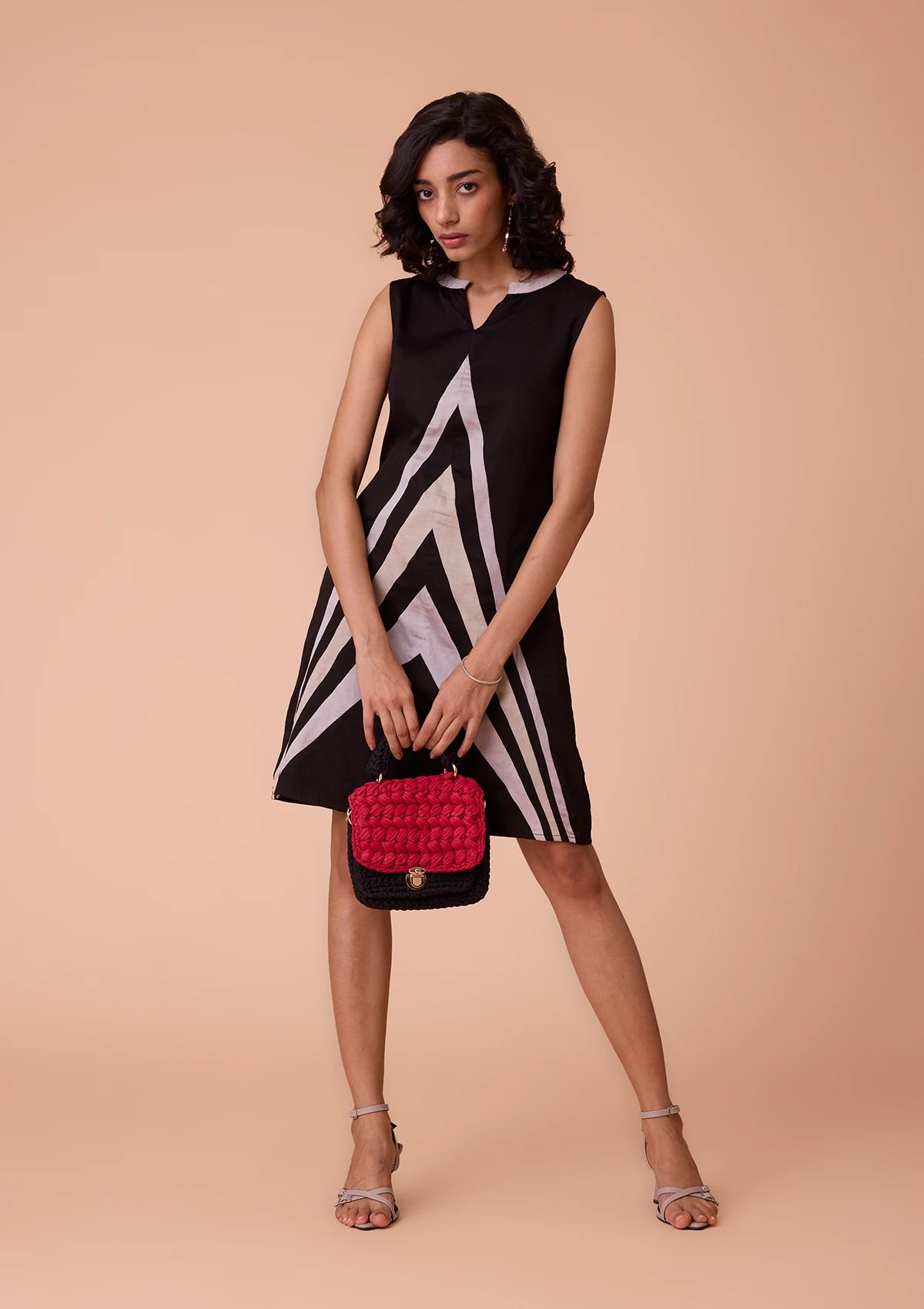 Nerisse Viscose Satin Triangle Cut Panel Dress For Women