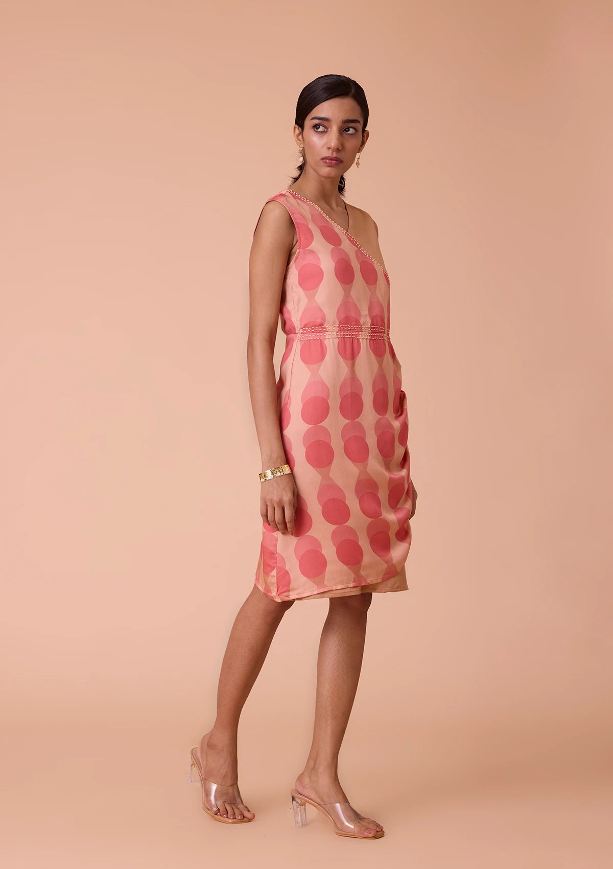 Harmony Print and Solid Overlapping Ruched Dress Price