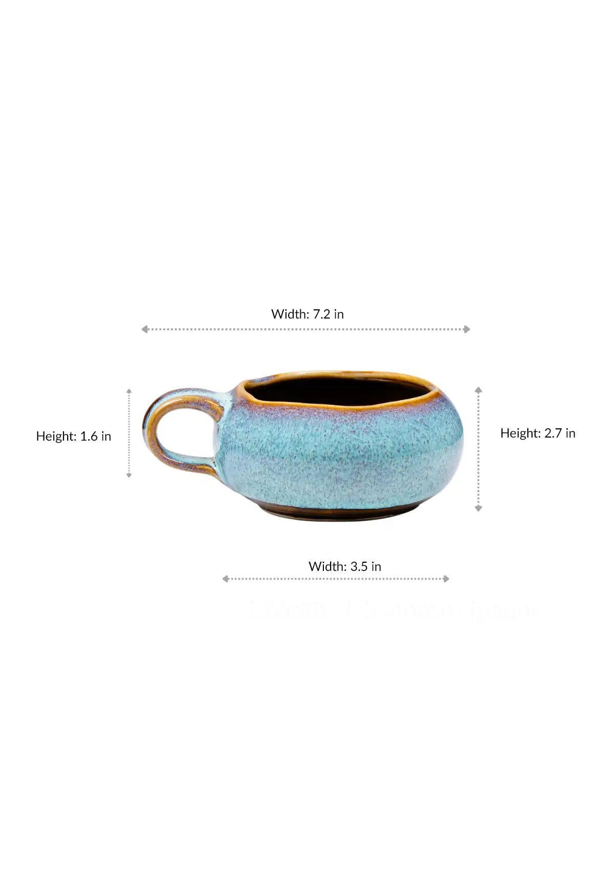 Soup Bowl with handle - Blue Brown