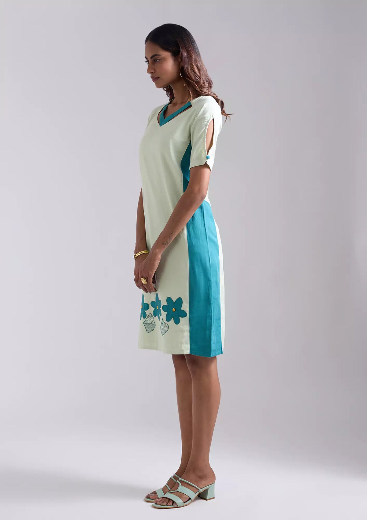 Fairuza Structured Teal Green Dress online for women at IshqME