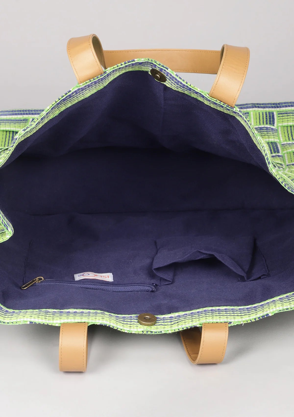 Green Basket Weave fashion beach bag for women