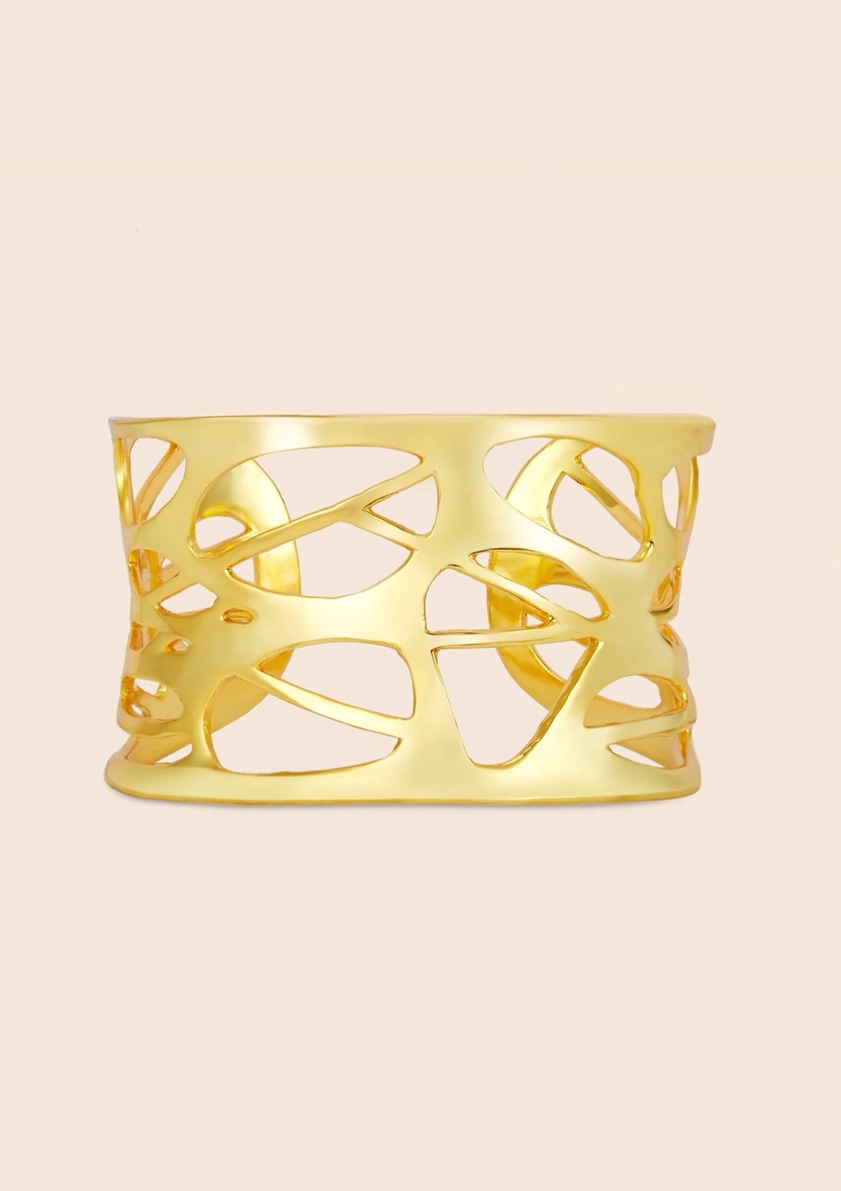 Gold plated chunky cutwork cuff fashion bracelet for women