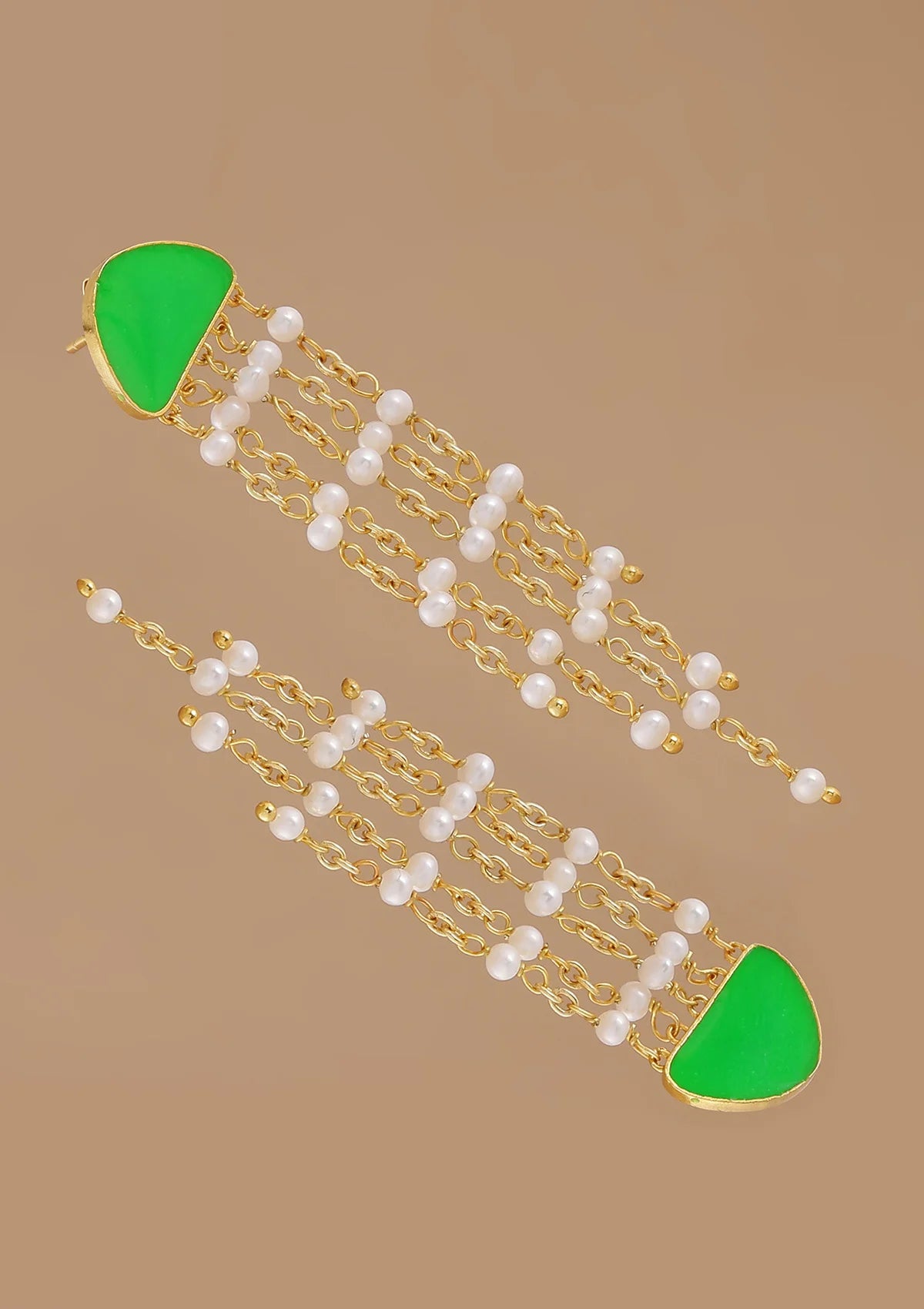 Fashion green enamel tassel earrings for women