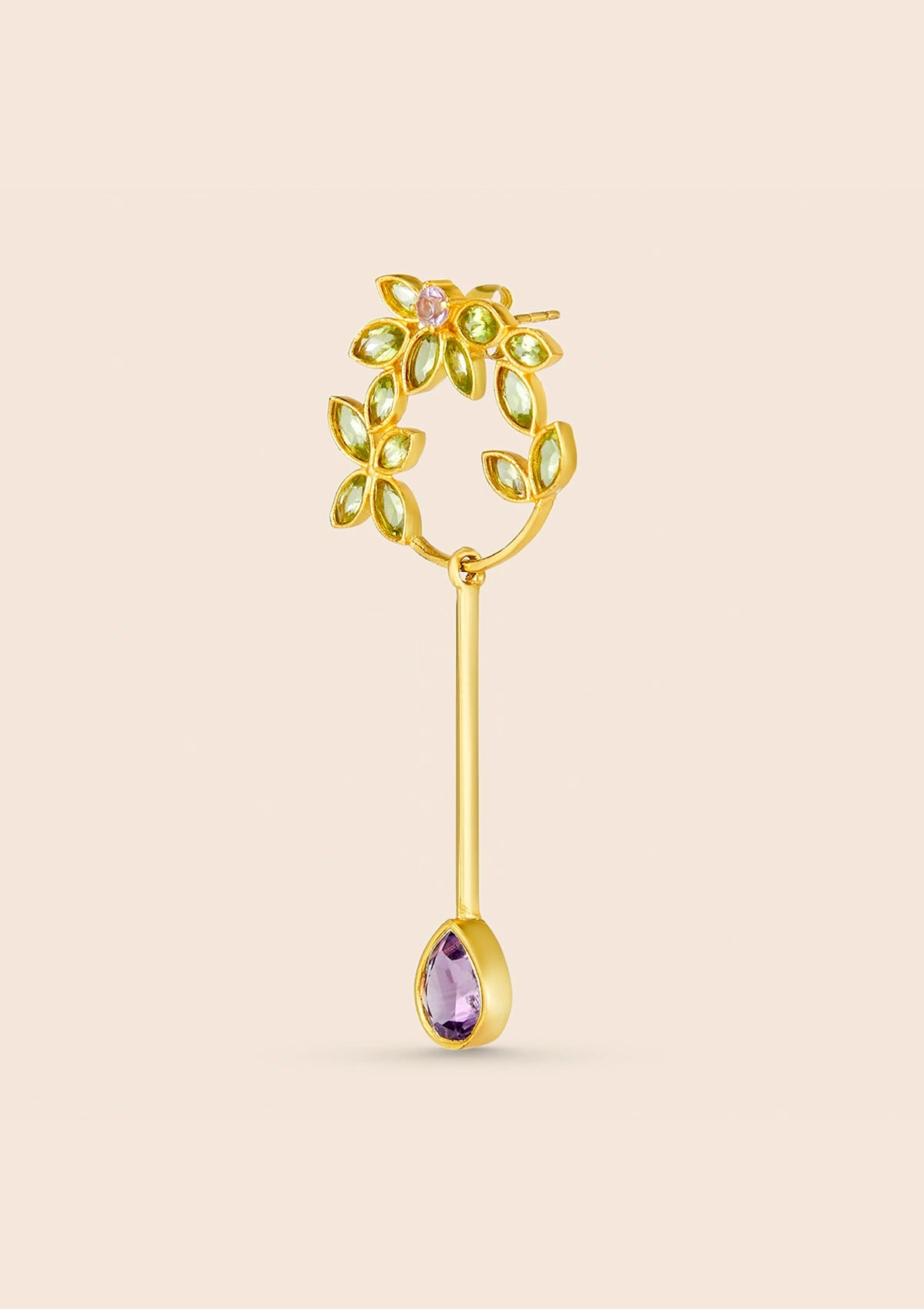 Fashion peridot and amethyst dangle earrings for women