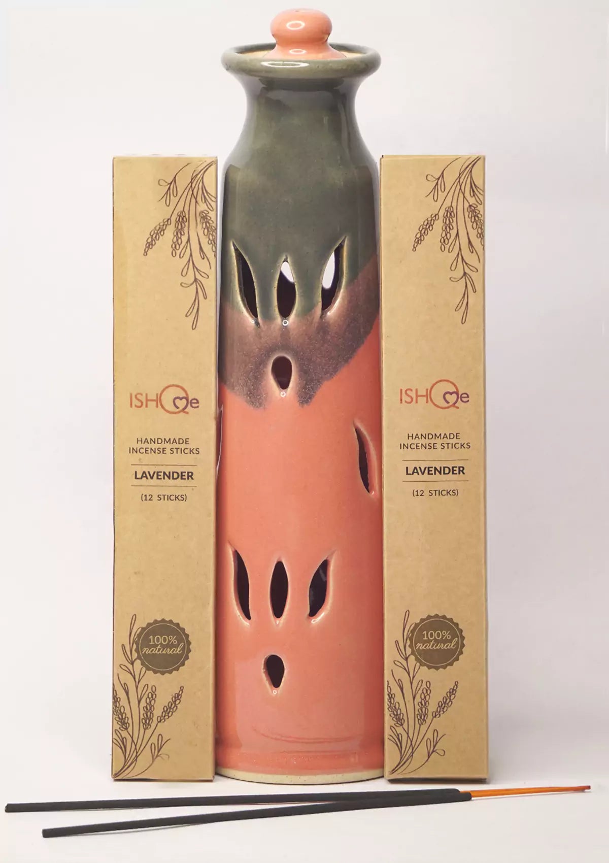 Flamingo Pink Handmade Incense Stand + Soothing Fragrance Sticks Combo ceramic homeware