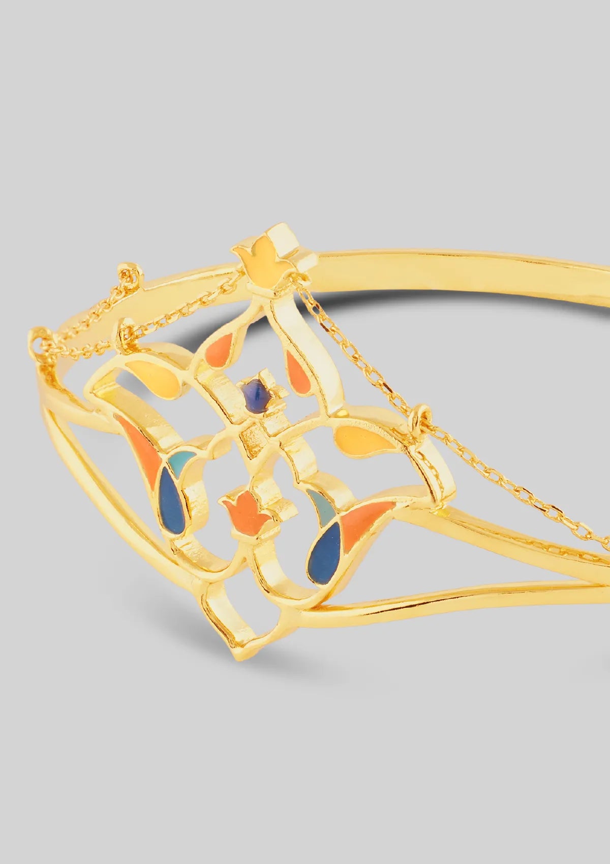 Gold plated Moroccan enamel jewellery bracelet for women