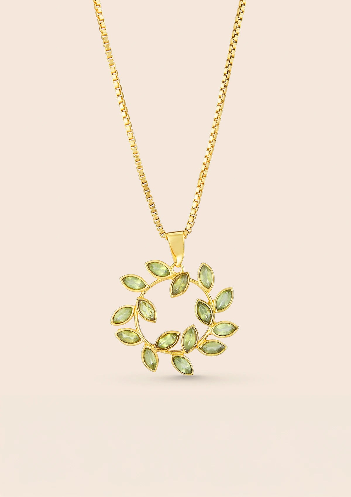 Gold plated circlet peridot pendant jewellery necklace for women