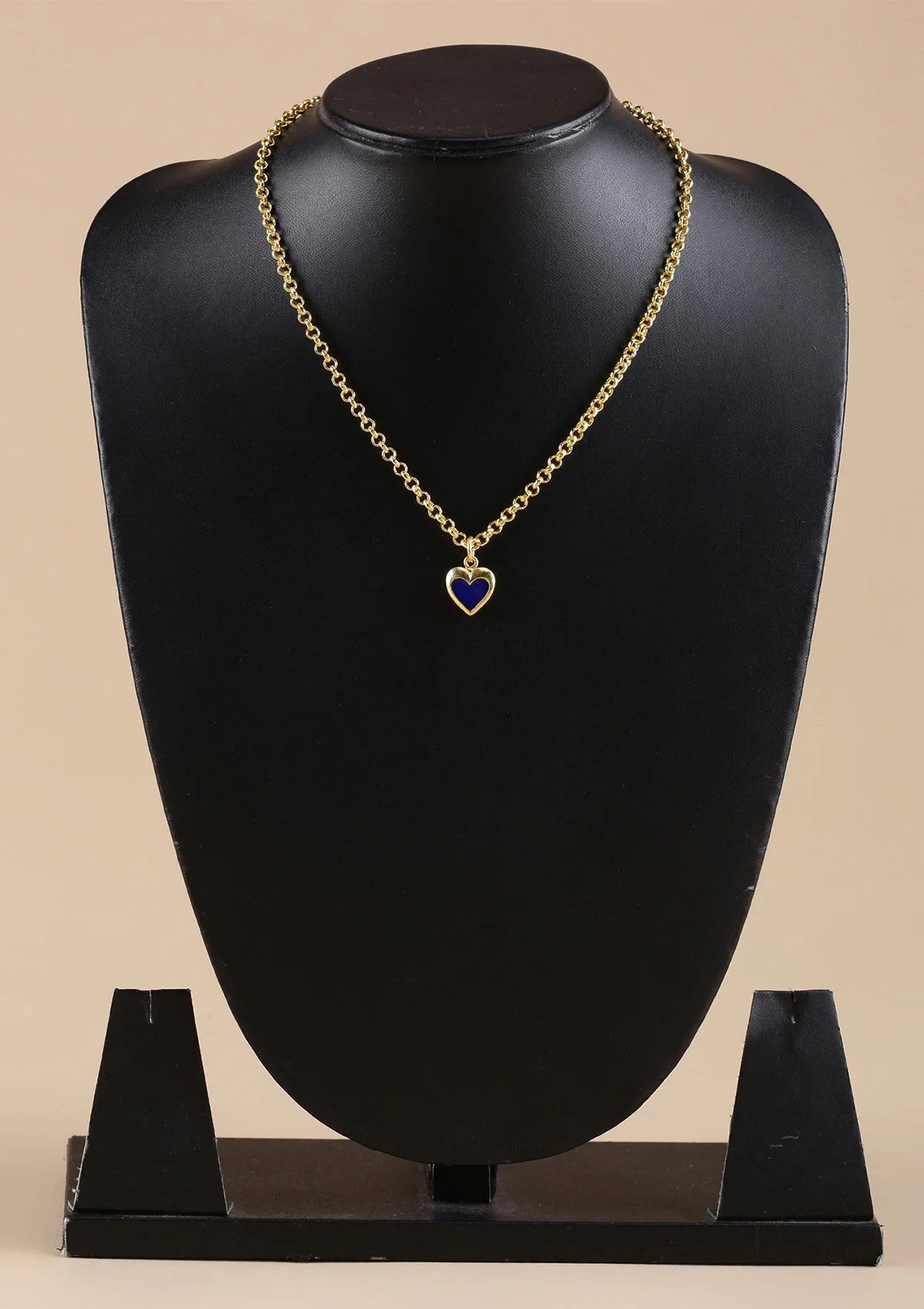 Gold plated neon heart blue pendant jewellery necklace for women