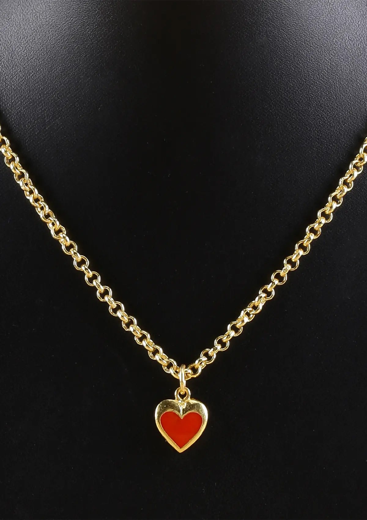 Gold plated neon heart orange pendant jewellery necklace for women