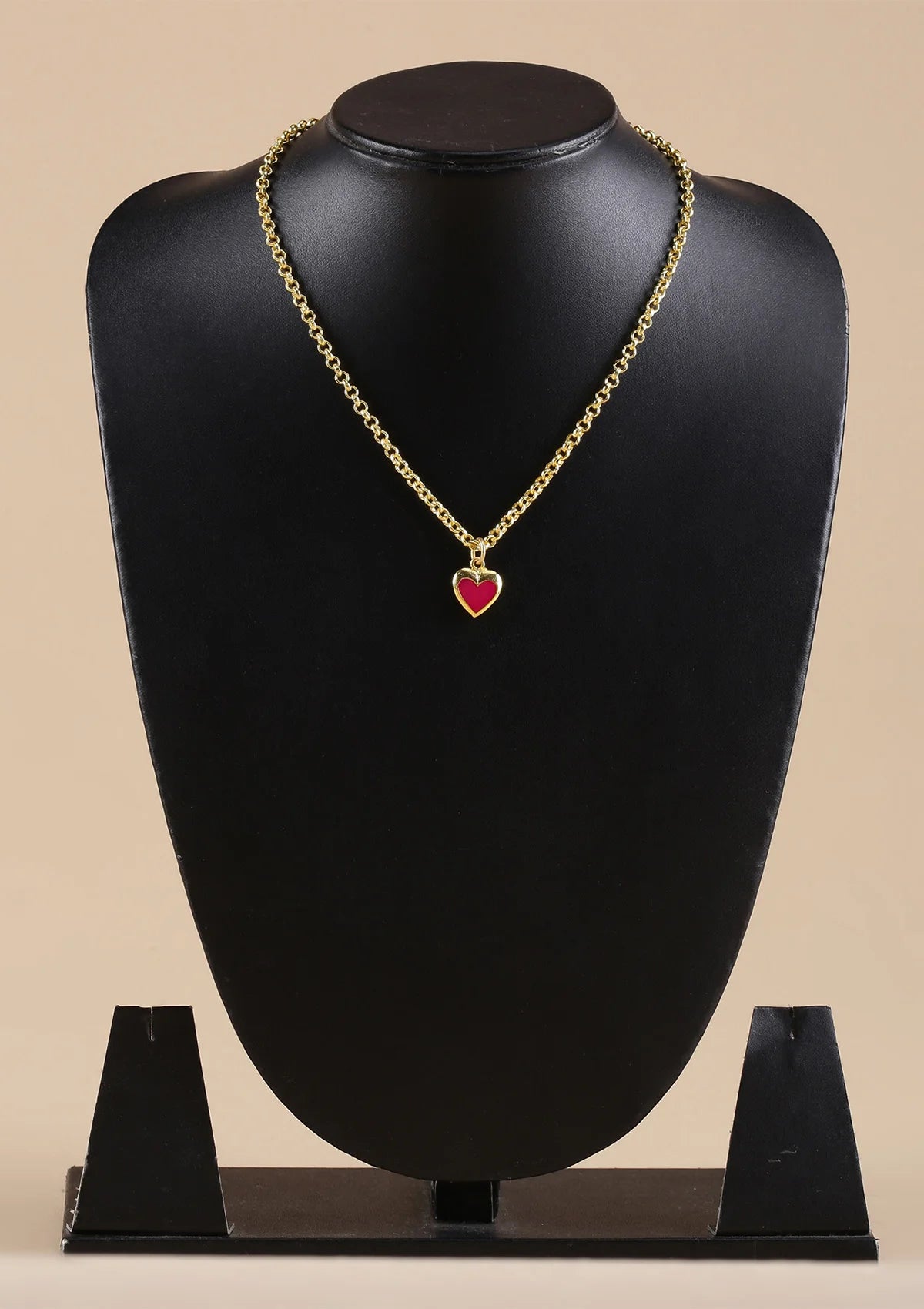 Gold plated neon heart pink pendant jewellery necklace for women