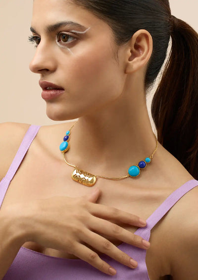 Turquoise and Lapis Lazuli Stone Necklace