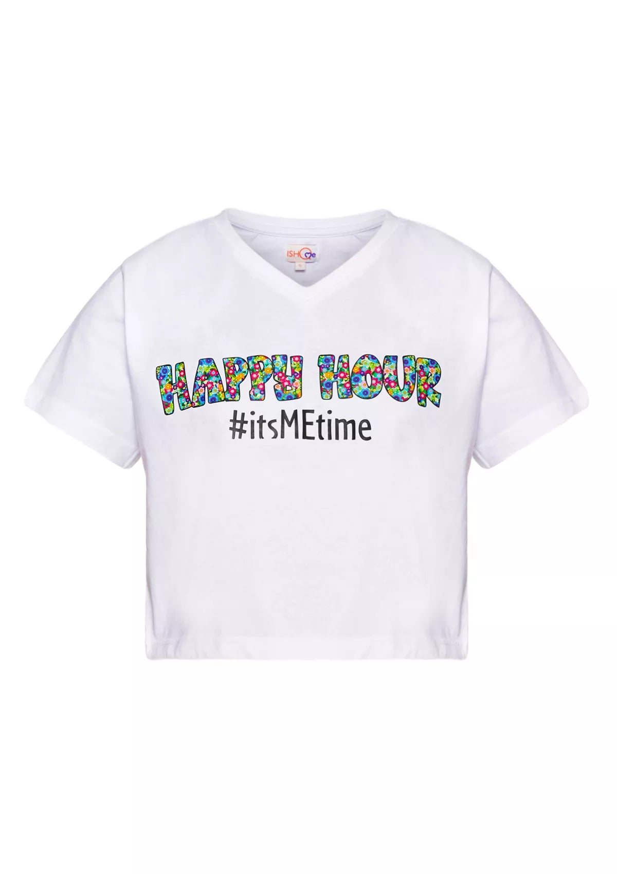 Happy Hour White V Neck crop top price online at IshqME