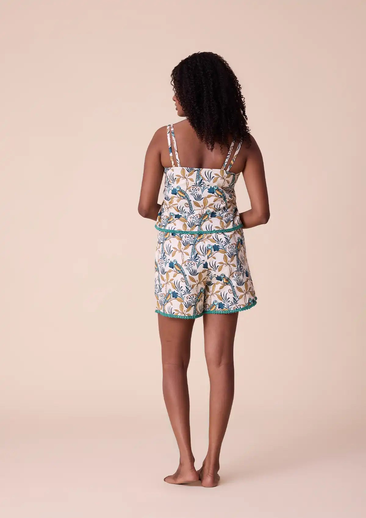Buy Hina printed Broad V Neck double strap top and shorts