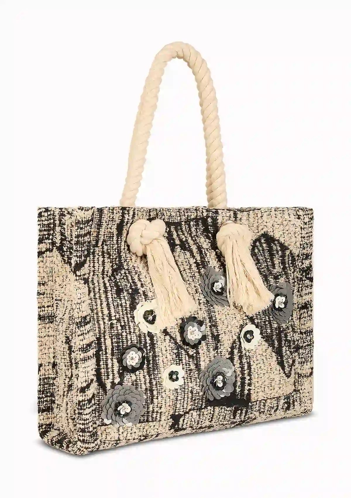 Jacquard Blossom Tassled bag for women