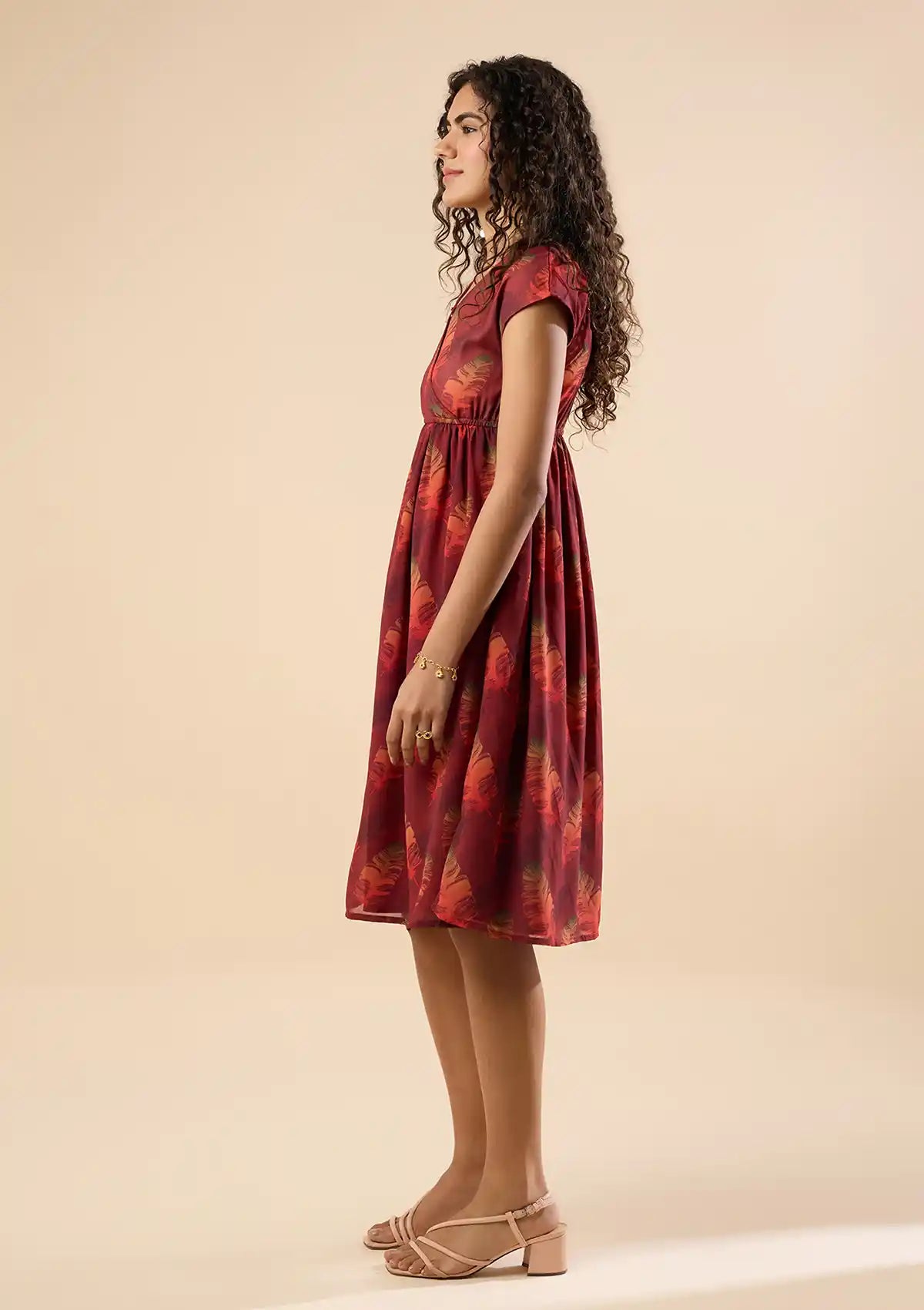 Jamboree Macaw Print Georgette Dress price for women at IshqME