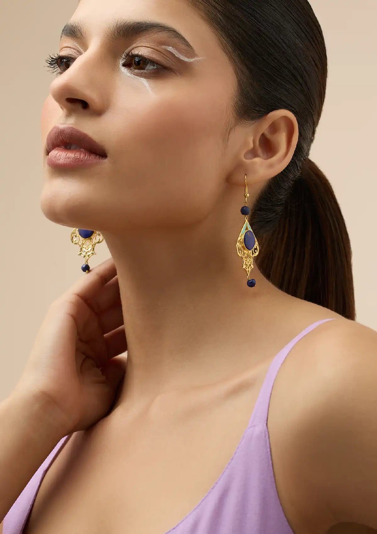Lapis lazuli dangle earrings for women