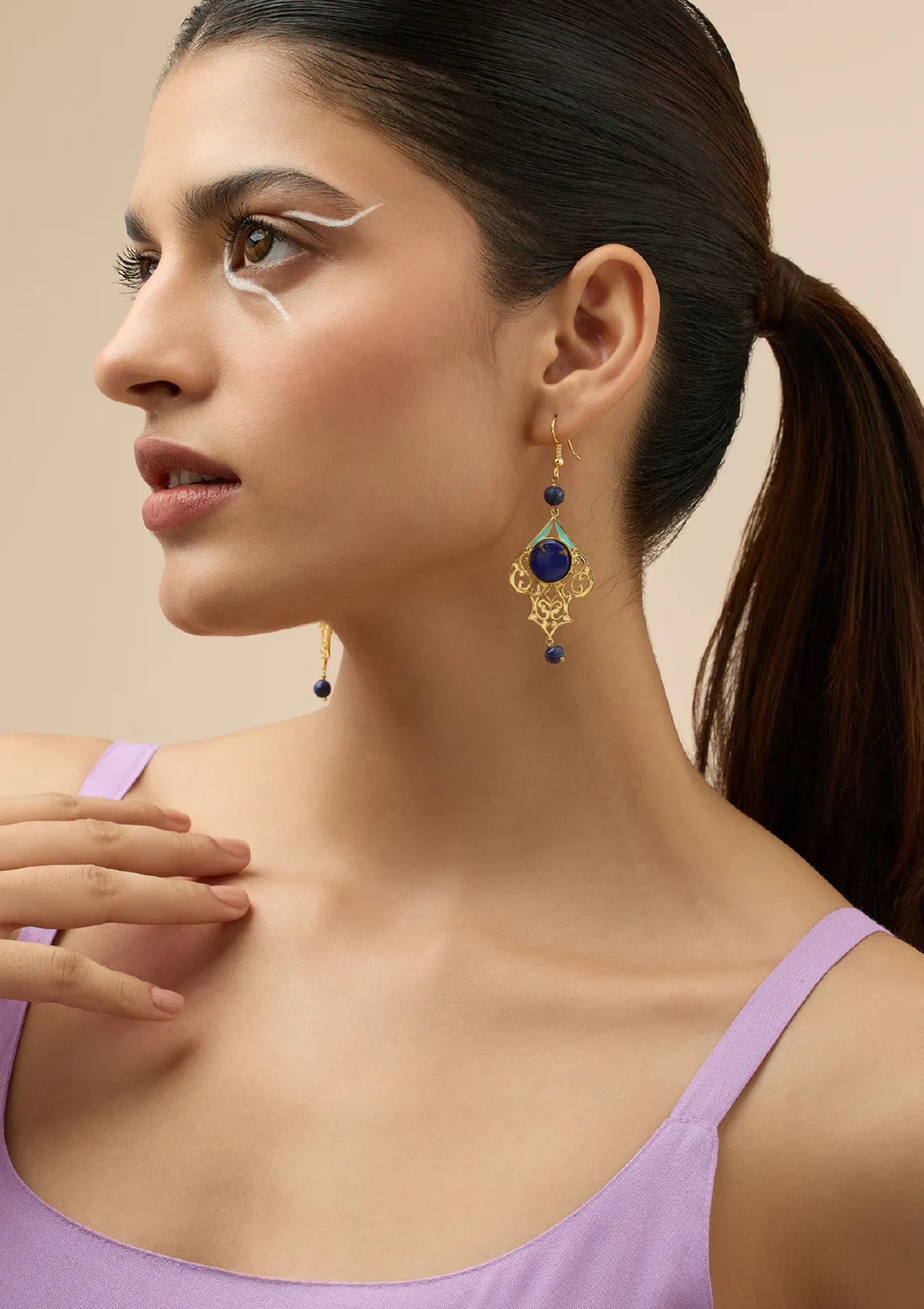 Lapis lazuli dangle earrings for women