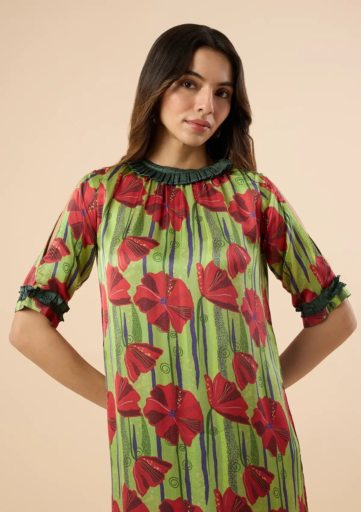 Leilani Cold Shoulder Floral Printed Dress price for women at IshqME