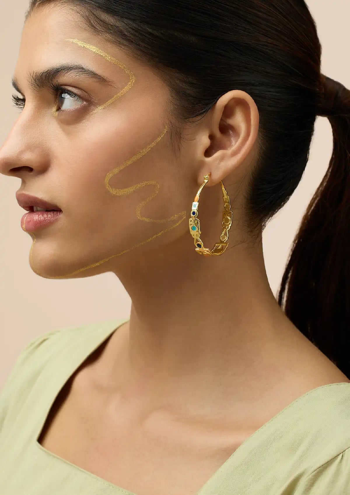 Multicolor Moroccan hoop earrings for women