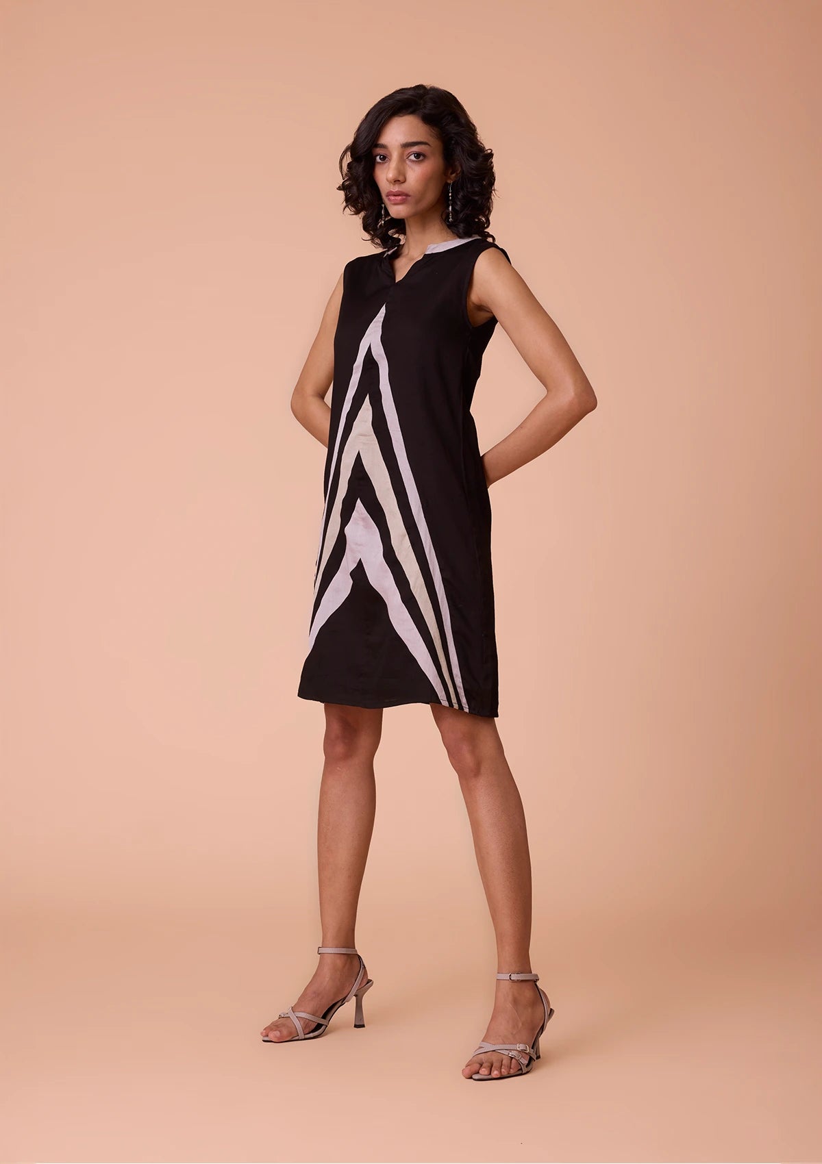 Nerisse Viscose Satin Triangle Cut Panel Dress Online